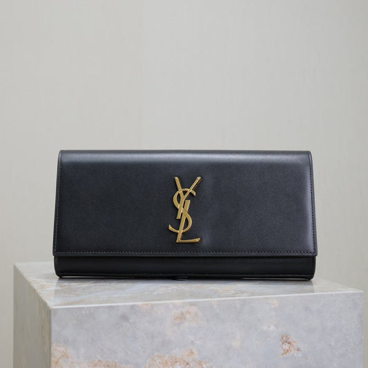 CLASSIC KATE CLUTCH 27 IN BLACK LAMBSKIN GOLD HARDWARE