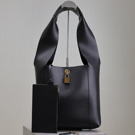 TANGER HOBO BAG 27 IN BLACK CALFSKIN