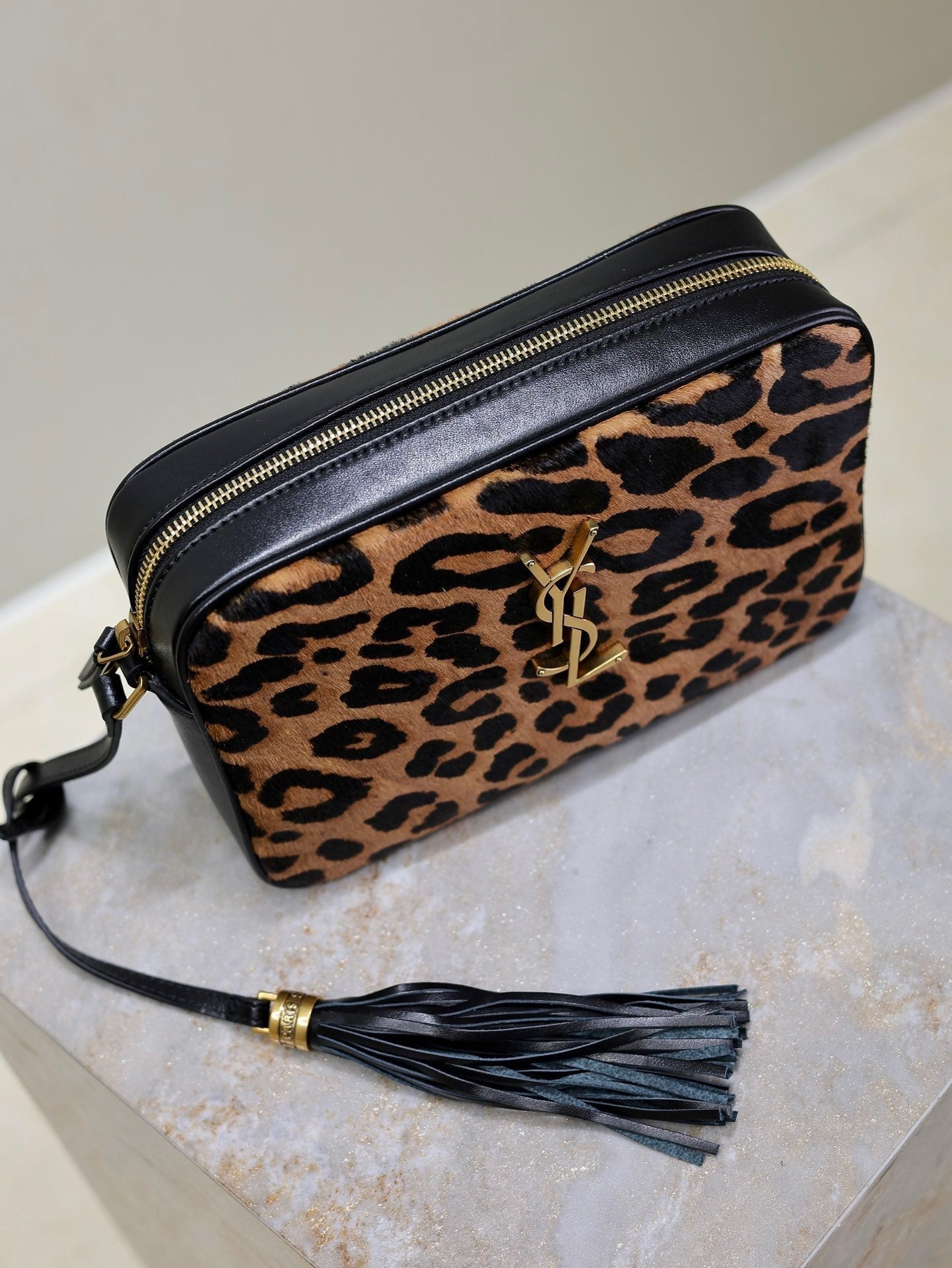 LOU CAMERA BAG 23 IN LEOPARD PRINT CALFSKIN