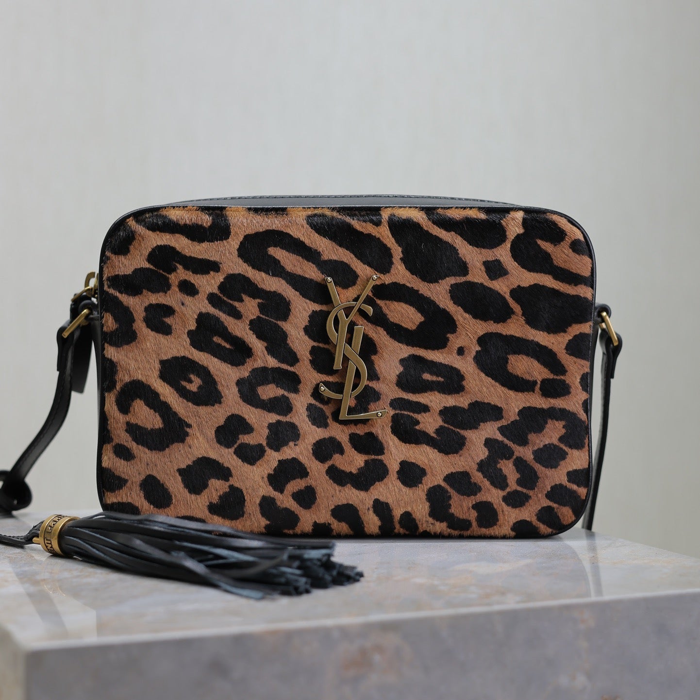 LOU CAMERA BAG 23 IN LEOPARD PRINT CALFSKIN