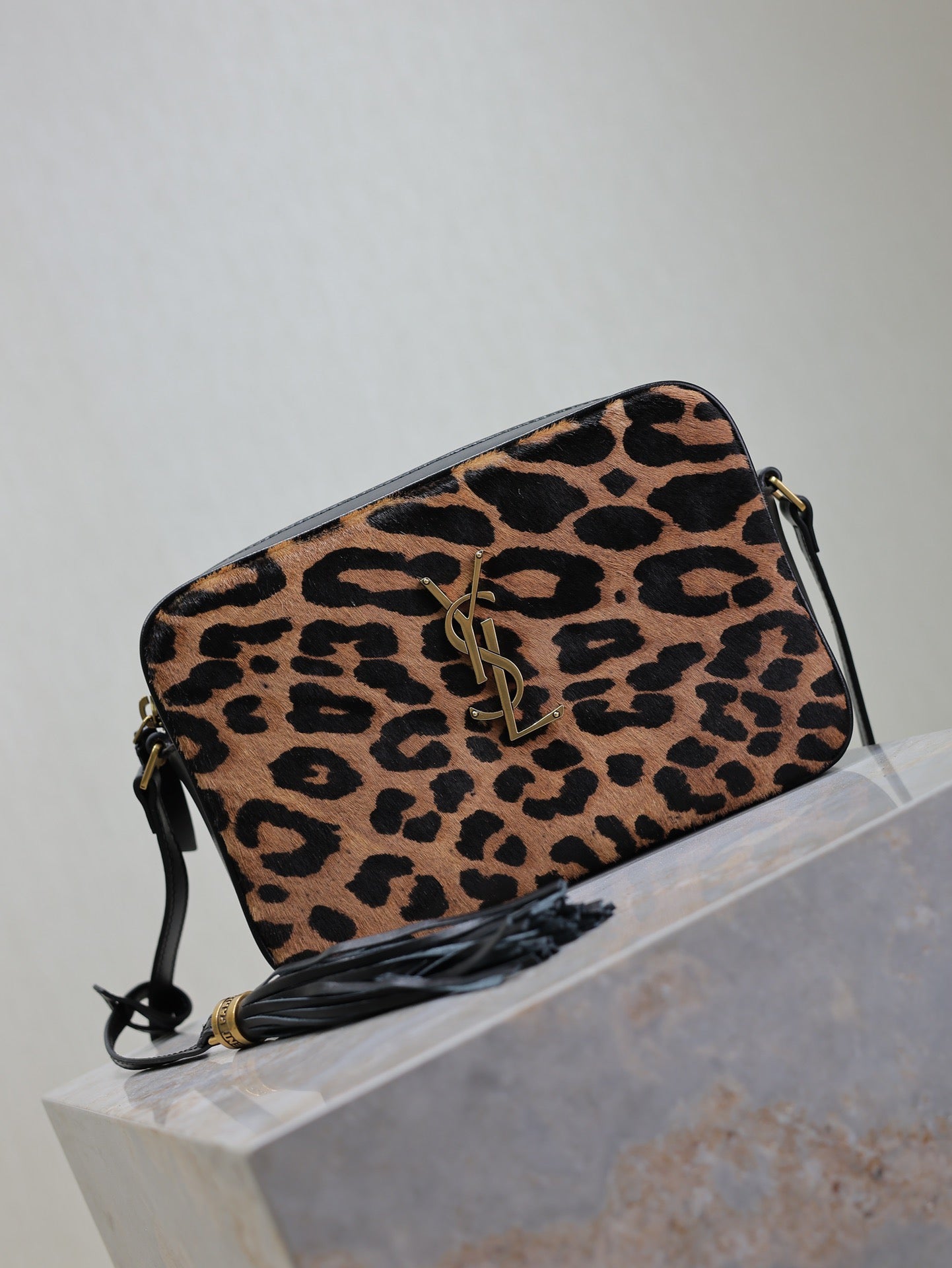 LOU CAMERA BAG 23 IN LEOPARD PRINT CALFSKIN