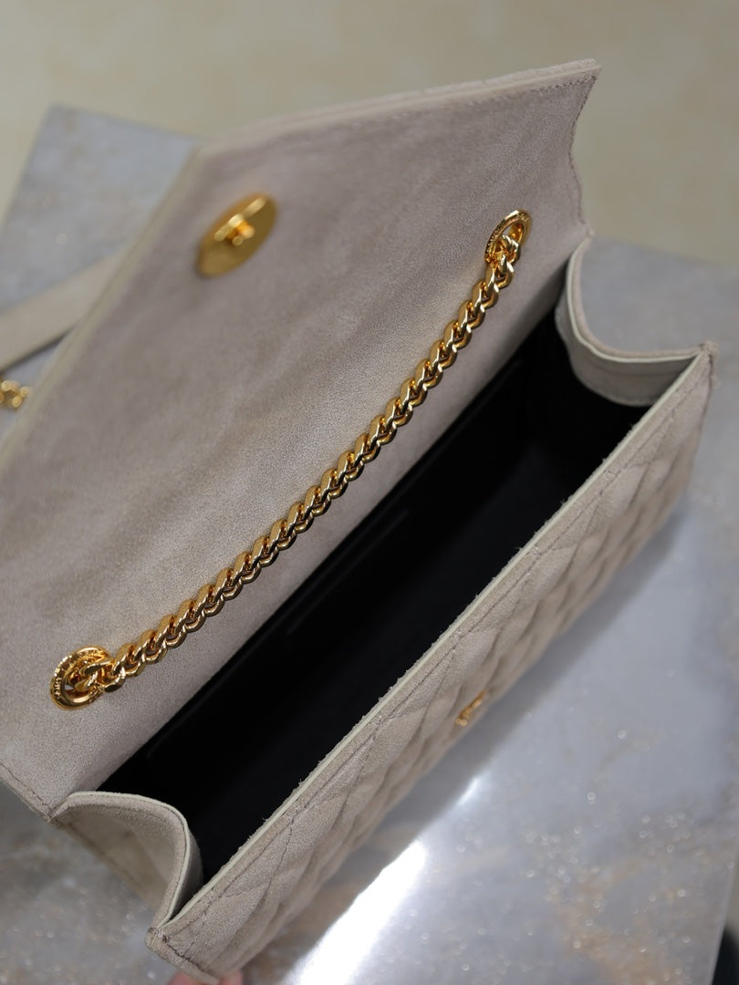 ENVELOPE SMALL CHAIN BAG 22 IN BEIGE SUEDE GOLD HARDWARE