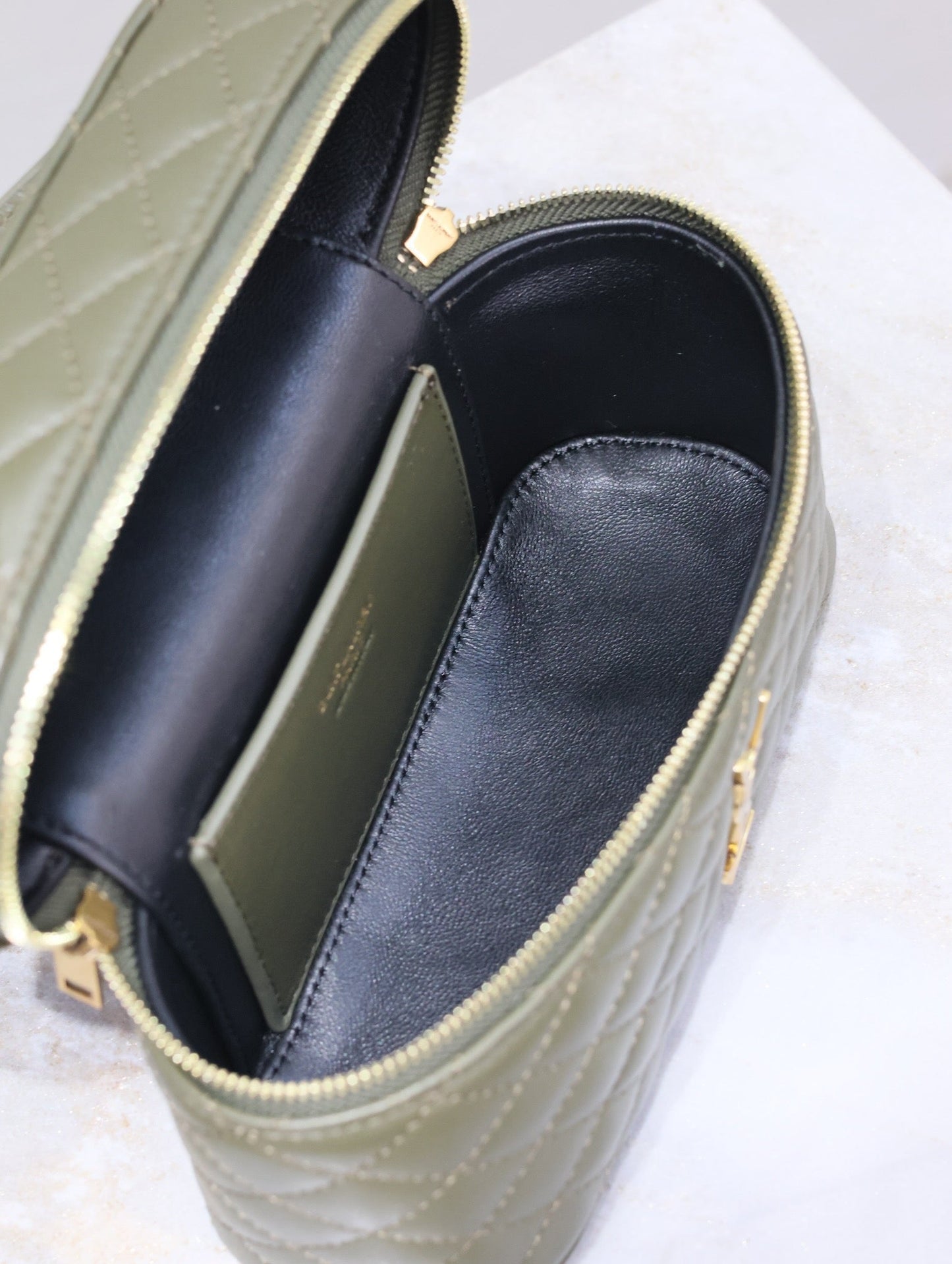 GABY MINI VANITY BAG 18 IN ARMY GREEN LAMBSKIN