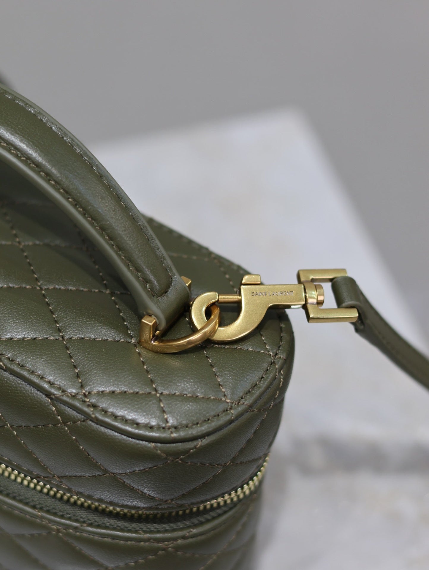 GABY MINI VANITY BAG 18 IN ARMY GREEN LAMBSKIN