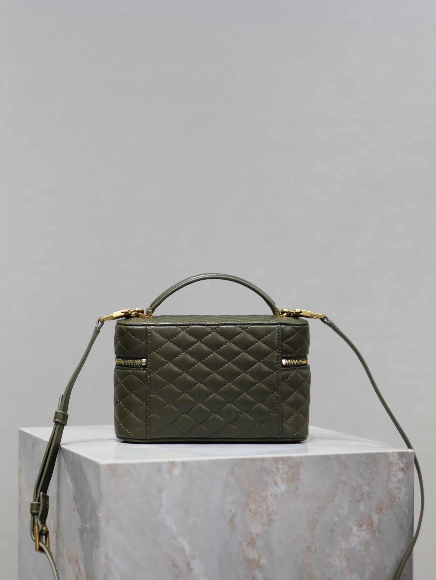 GABY MINI VANITY BAG 18 IN ARMY GREEN LAMBSKIN