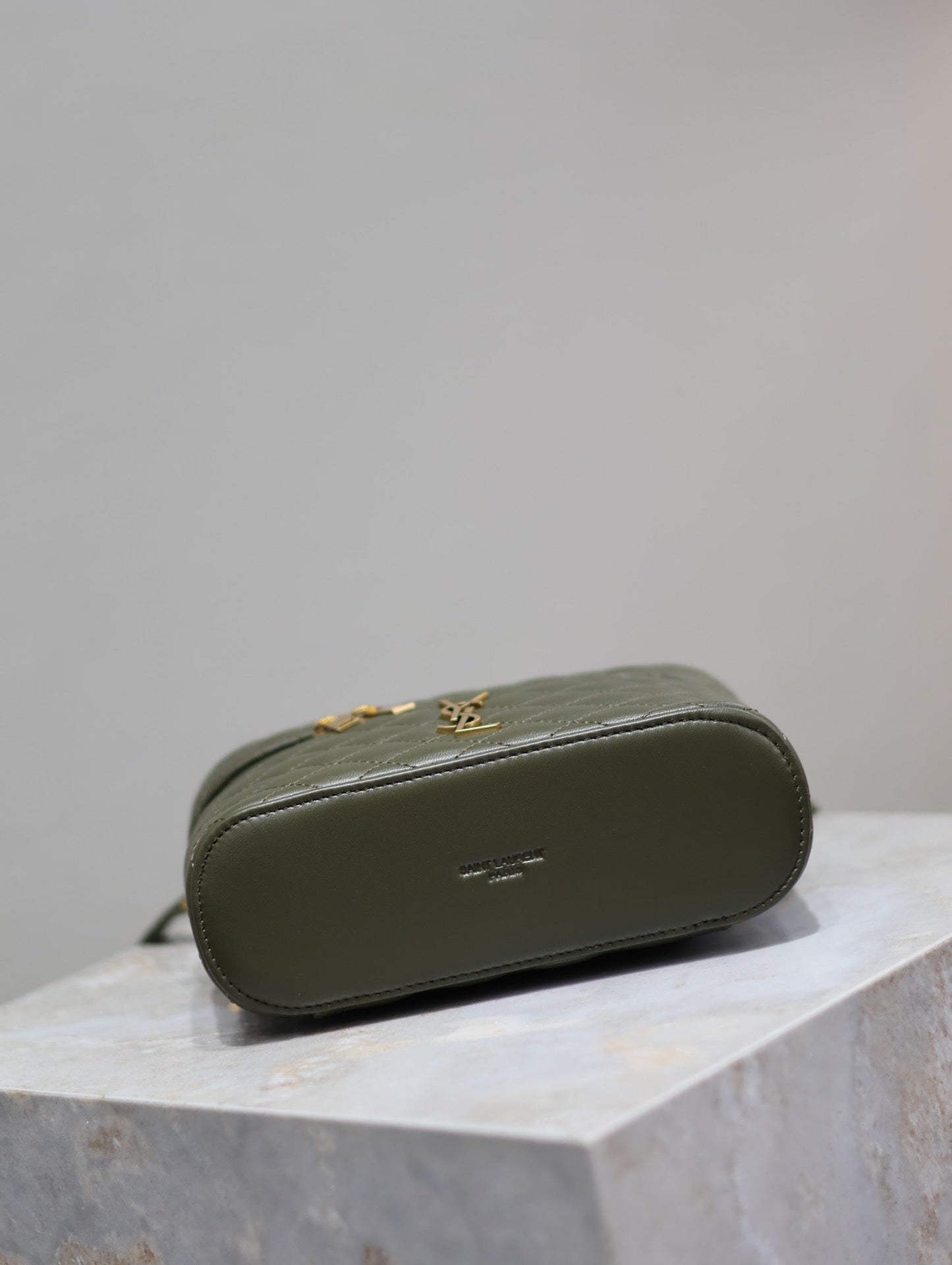 GABY MINI VANITY BAG 18 IN ARMY GREEN LAMBSKIN