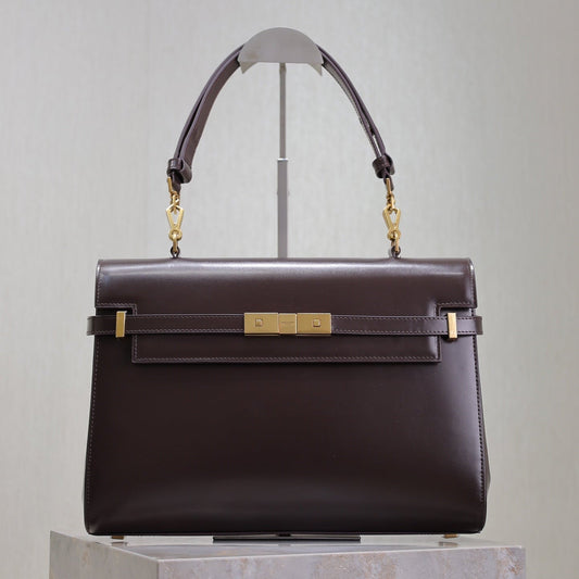 MANHATTAN TOP HANDLE BAG 32 IN BRUNETTE BROWN CALFSKIN