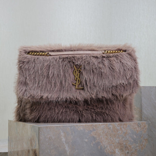 NIKI 47 IN LIGHT PURPLE RABBIT FUR GOLD HARDWARE