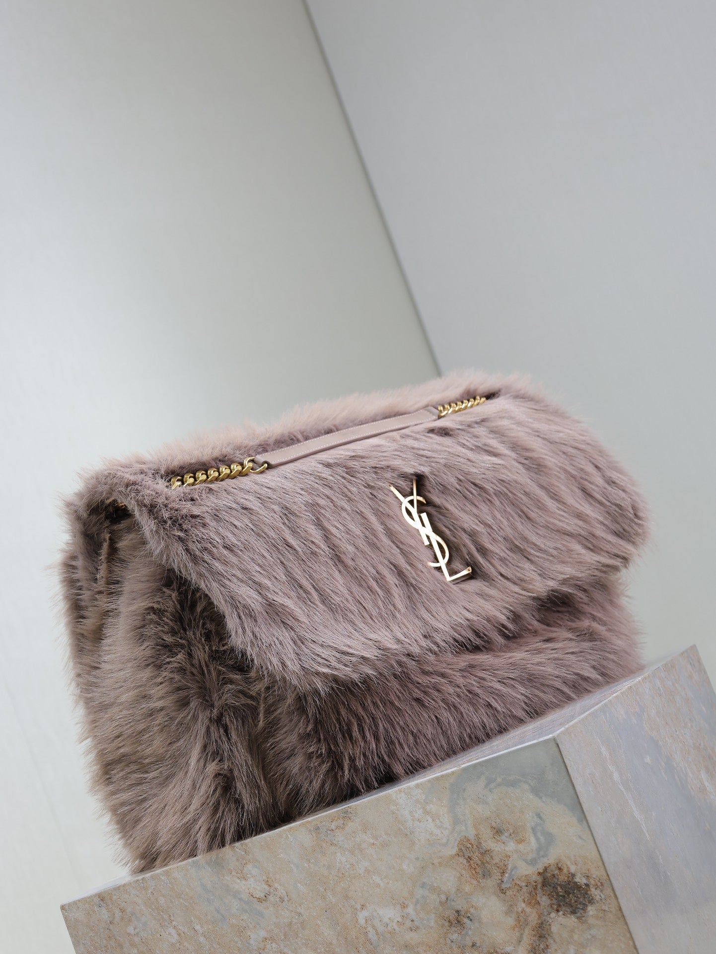 NIKI 47 IN LIGHT PURPLE RABBIT FUR GOLD HARDWARE