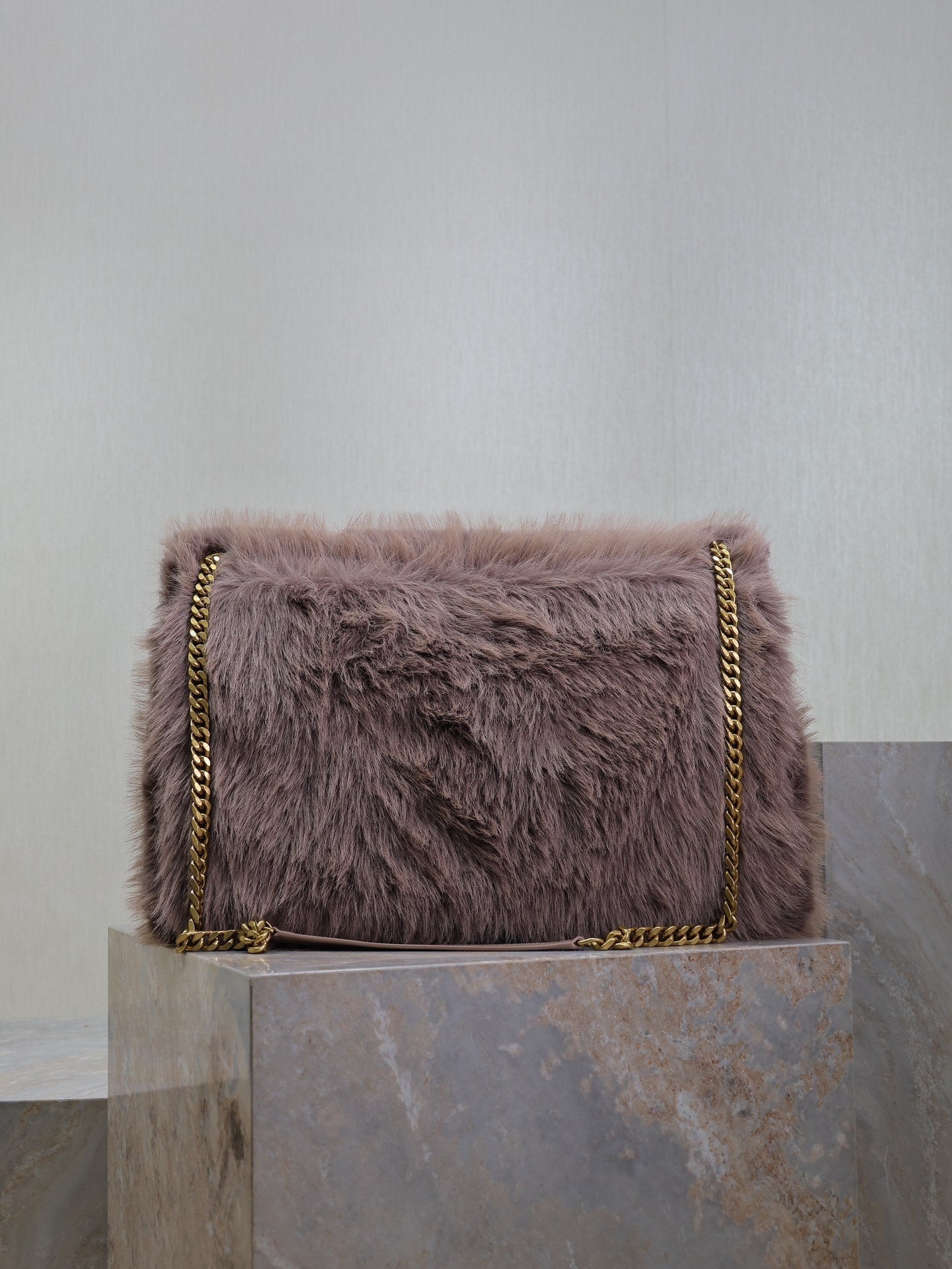 NIKI 47 IN LIGHT PURPLE RABBIT FUR GOLD HARDWARE