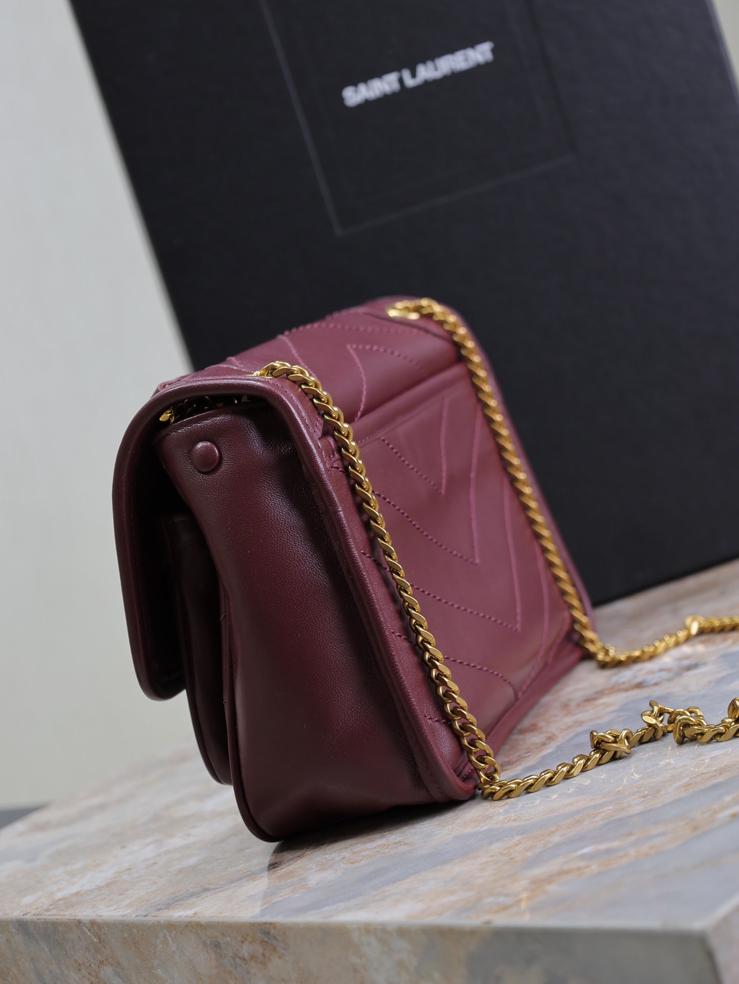 NIKI BABY 22 IN WINE RED LAMBSKIN GOLD CHAIN