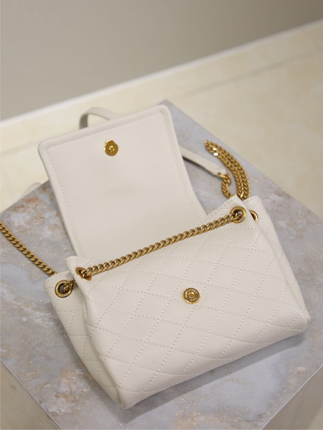 MINI NOLITA BAG 18 IN WHITE LAMBSKIN COPPER HARDWARE