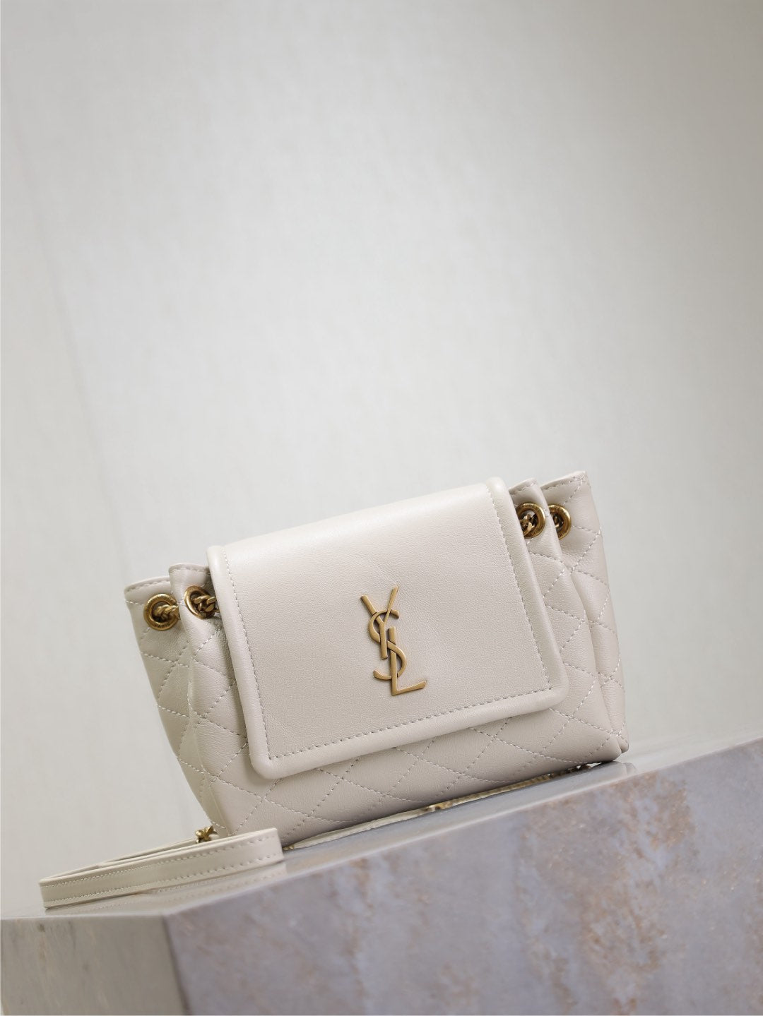 MINI NOLITA BAG 18 IN WHITE LAMBSKIN COPPER HARDWARE