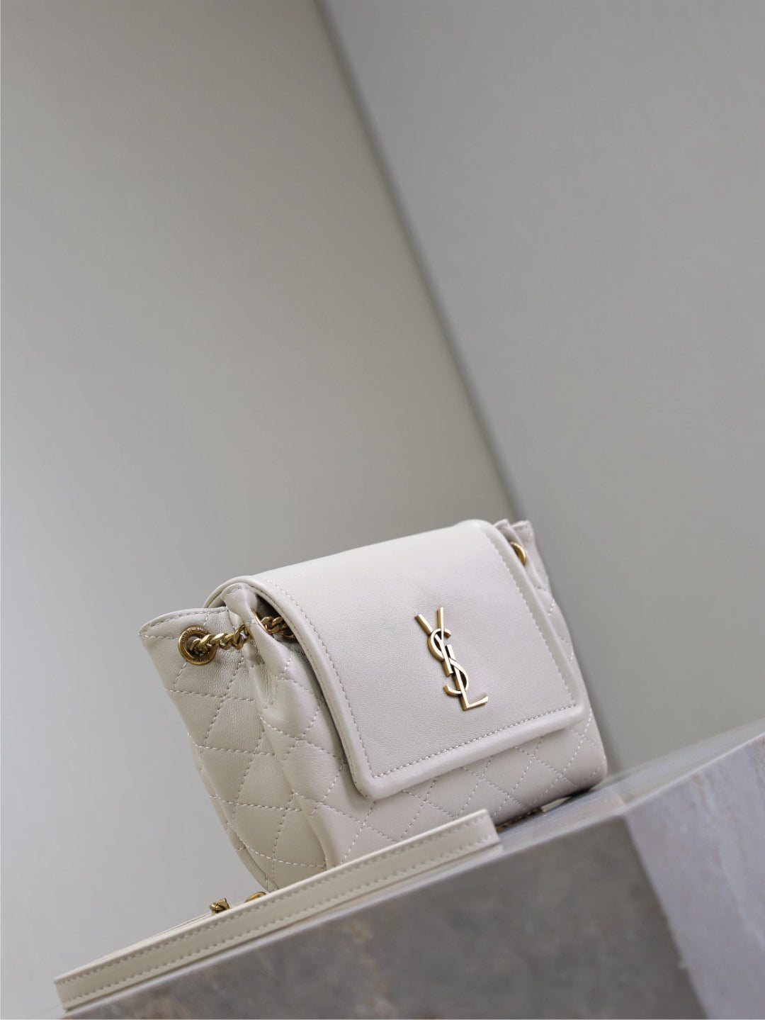 MINI NOLITA BAG 18 IN WHITE LAMBSKIN COPPER HARDWARE