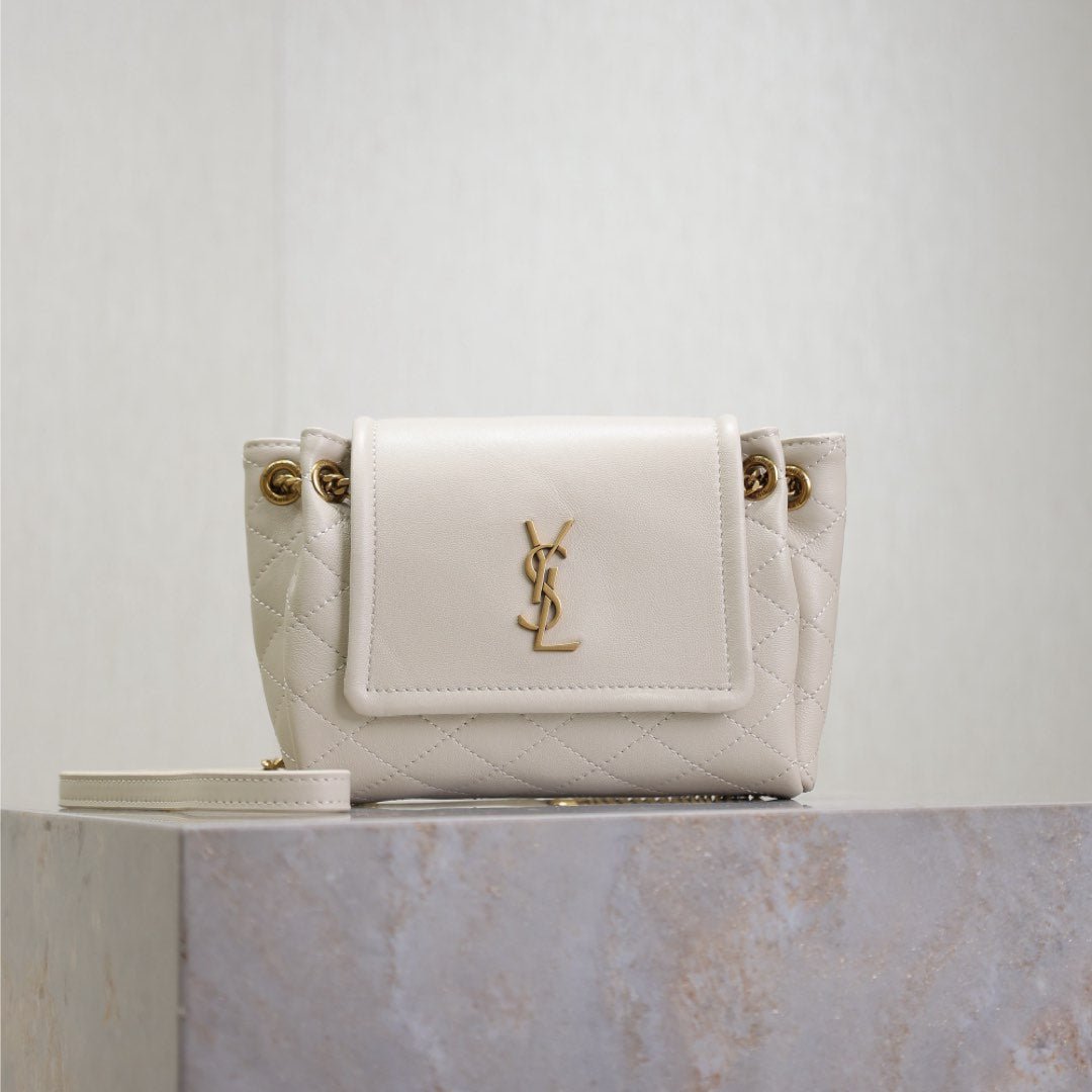 MINI NOLITA BAG 18 IN WHITE LAMBSKIN COPPER HARDWARE