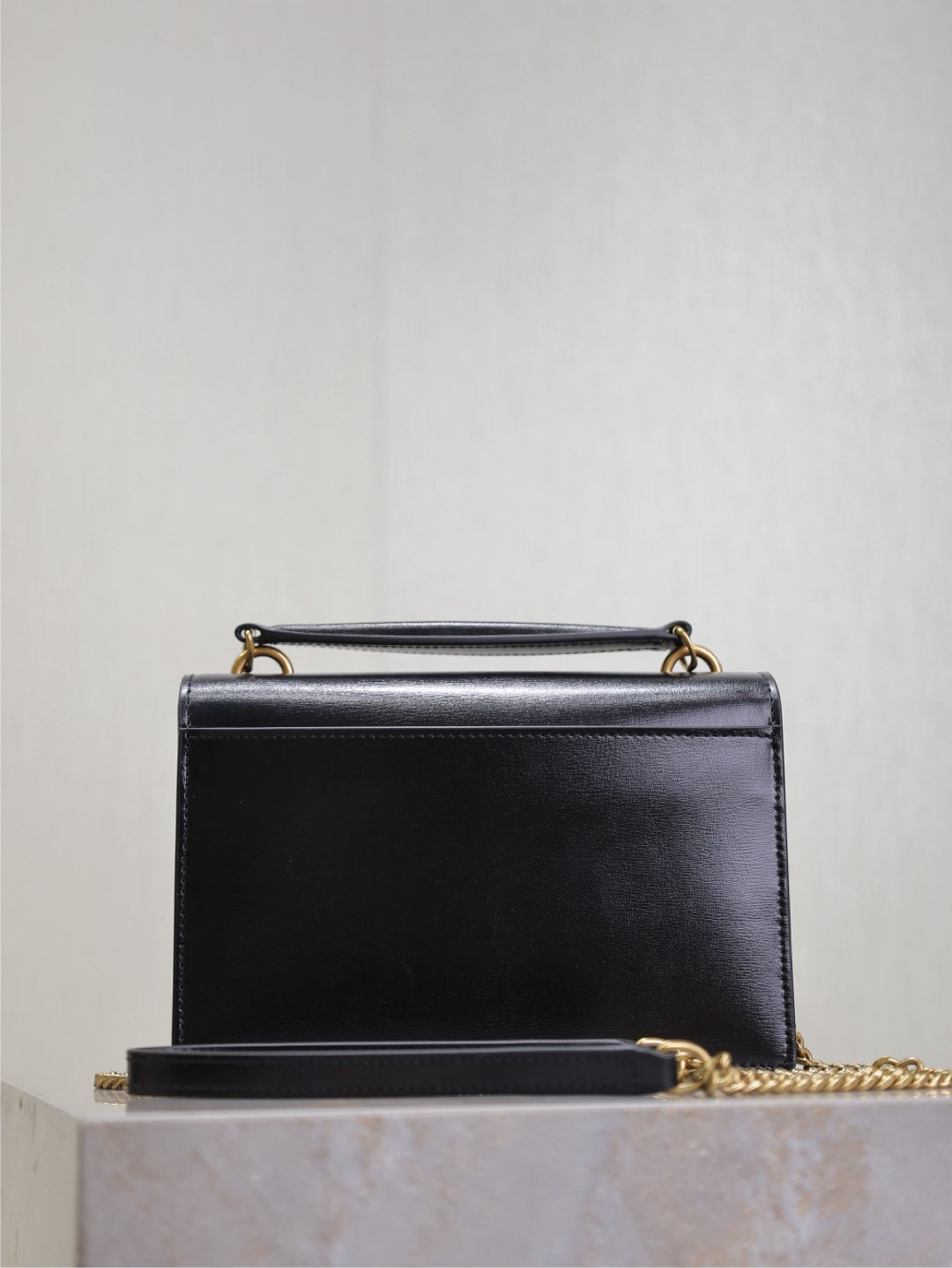 SUNSET SMALL BAG 19 IN BLACK CALFSKIN COPPER HARDWARE