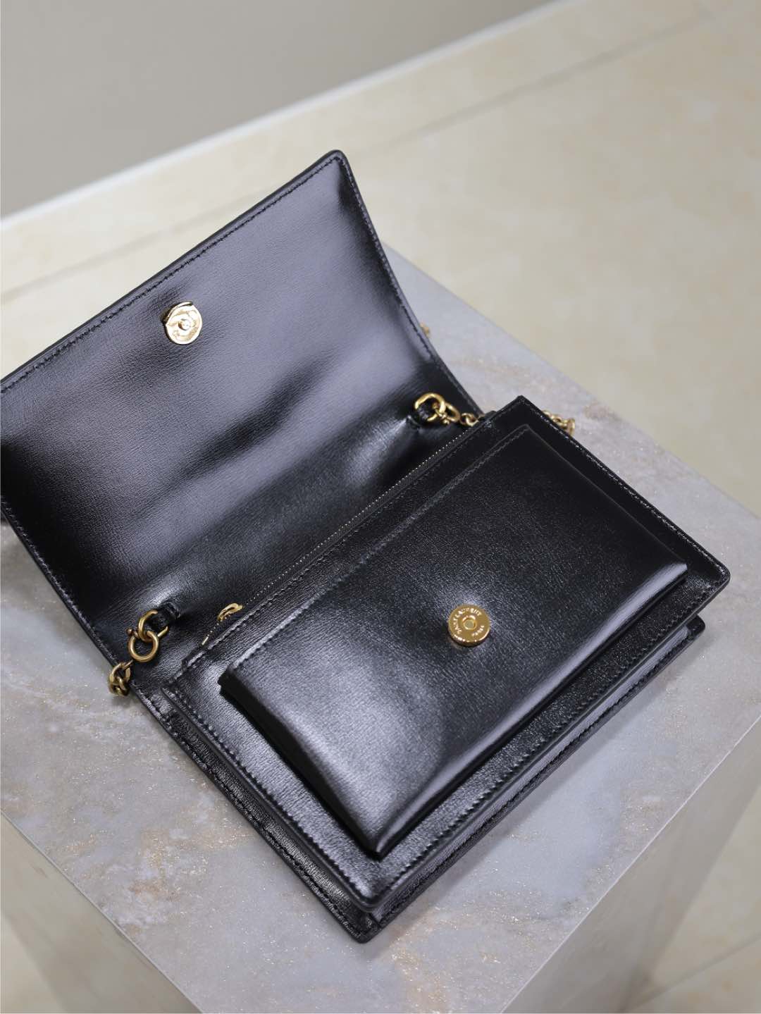 SUNSET SMALL BAG 19 IN BLACK CALFSKIN COPPER HARDWARE