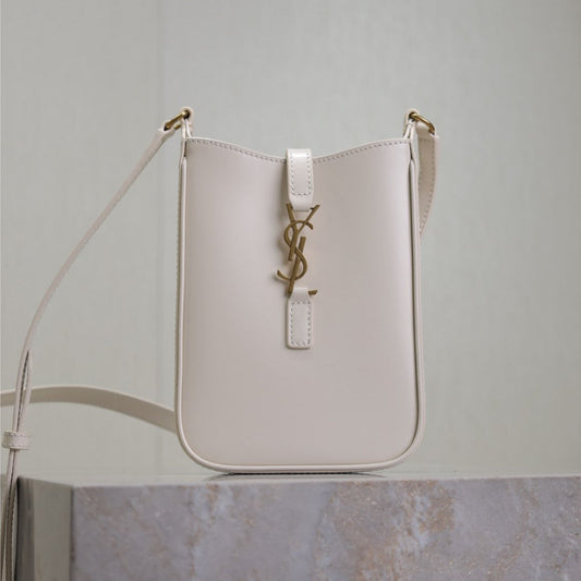 LE 5 À 7 PHONE BAG 18 IN WHITE CALFSKIN