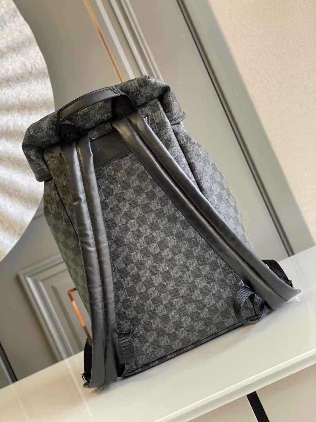 BACKPACK 44 IN GUN METAL DAMIER GRAPHITE CANVAS