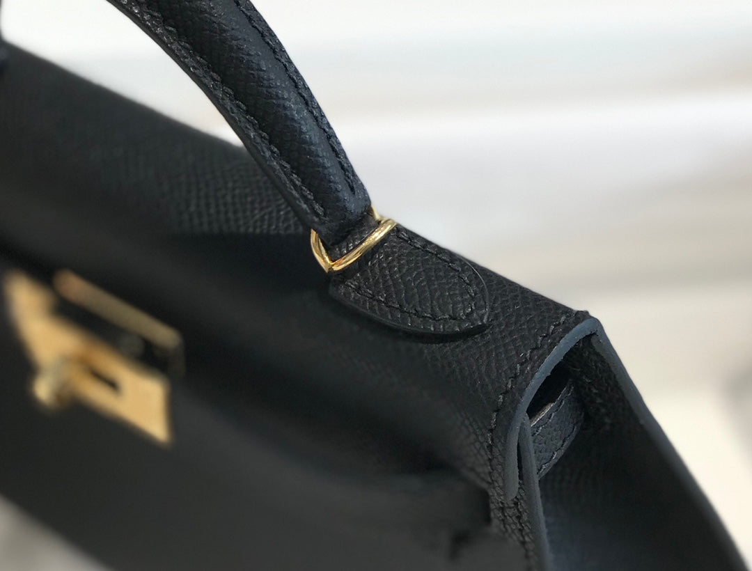 HM KELLY MINI 20 BLACK EPSOM GOLD HARDWARE