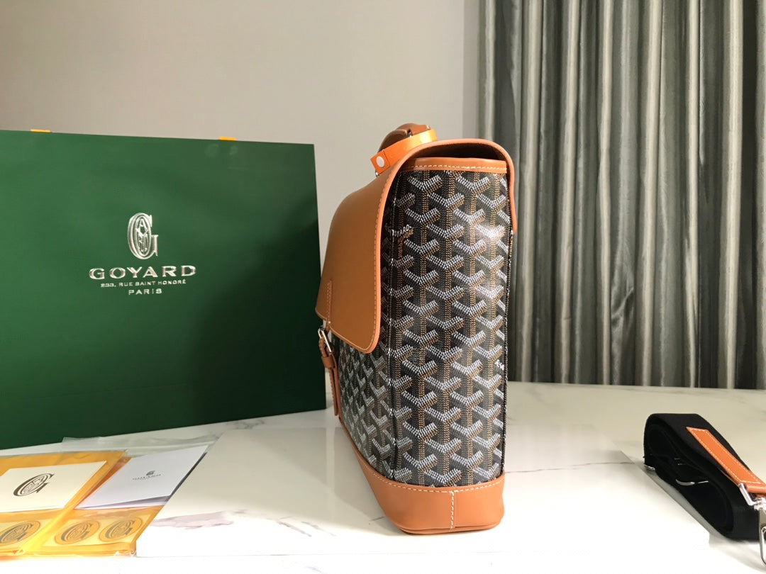 GOYARD CITADIN BAG 38CM BLACK AND TAN CANVAS