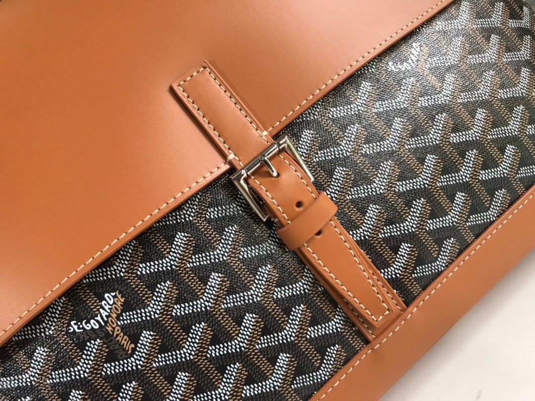 GOYARD CITADIN BAG 38CM BLACK AND TAN CANVAS