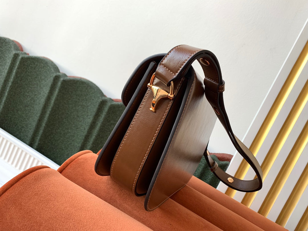 GG 1955 Horsebit Bag 25cm Brown Calfskin Gold Hardware