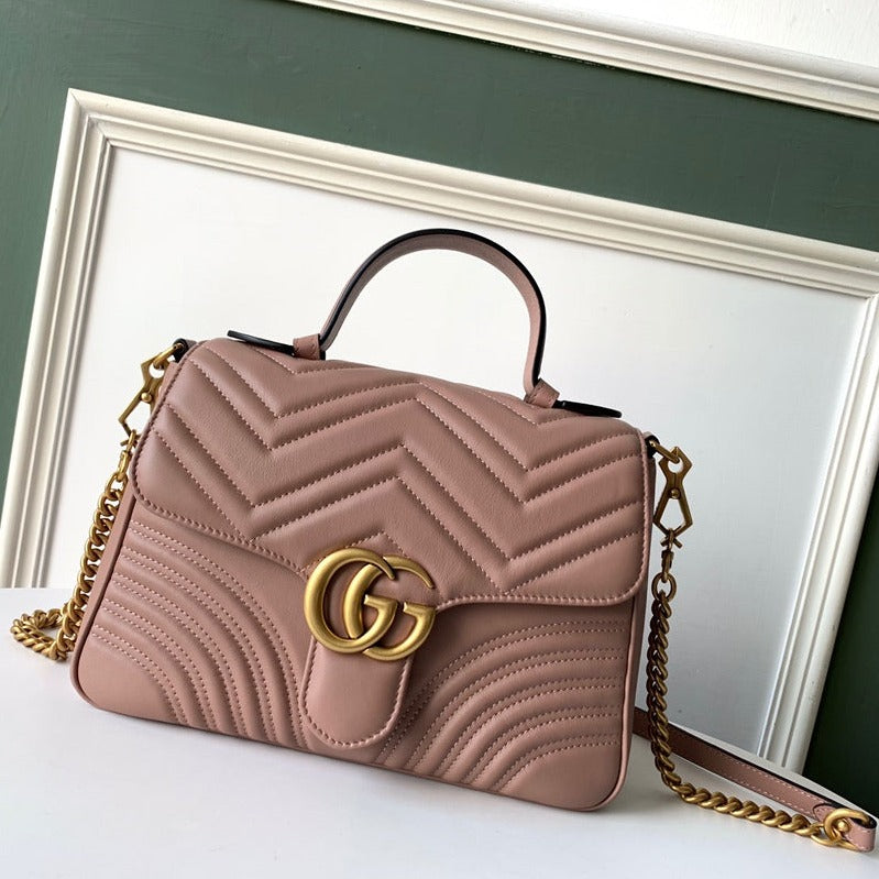 GG Marmont 26.5cm Dark Beige Calfskin Gold Hardware